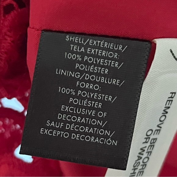 Ann Taylor sheath lace overlay midi dress red women’s size 0P - Picture 8 of 9